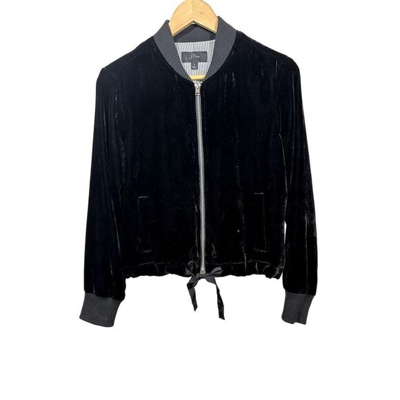 J. CREW Women's Velvet Zipper Front Bomber Jacket Black Size Small - Picture 2 of 11
